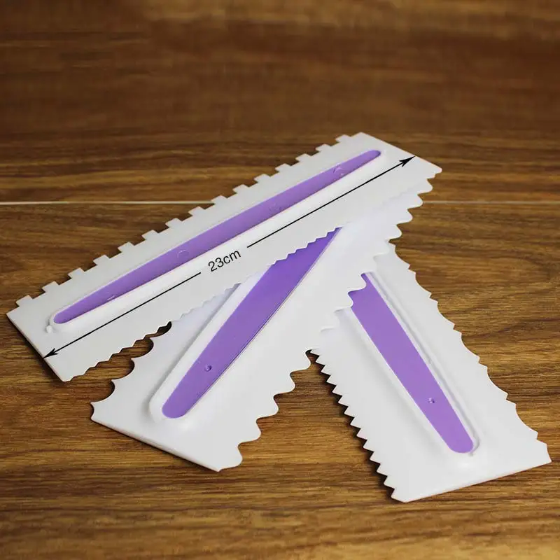 3 Pcs Large Paddle Cream Scraper Cream Comb Flowers Cake Decor Scraper Baking Tool LE66