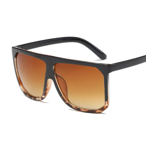 Мужские и женские квадратные солнцезащитные очки в стиле стимпанк, новые модные зеркальные солнцезащитные очки с большими металлическими линзами для мужчин и женщин - Цвет: Leopard  BlackGradie