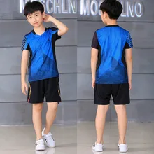Детский Молодежный трикотажный костюмчик, дышащая рубашка для бадминтона, Униформа, одежда для настольного тенниса, командные тренировочные футболки с коротким рукавом, шорты