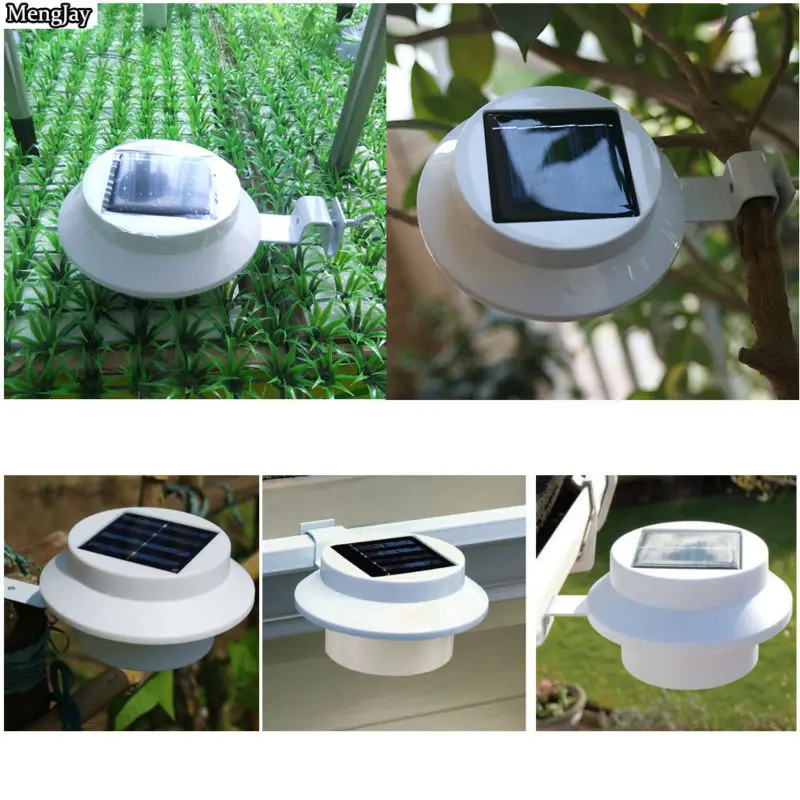 

2x New Arrival! 3 leds light sensor control Solar Powered Fence Gutter Solar Lights, Outdoor Security Solar Lamps