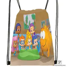 Пользовательские пузырь-Гуппи Drawstring сумка-рюкзак милый рюкзак дети сумка(черный назад) 31x40 см#2018612-01-31