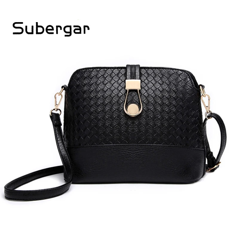 

Subergar Knitting Women Messenger Bags Fashion Shell Female Bag Women Leather Bag Durable Crossbody Women Ladies Wallet Shoulder