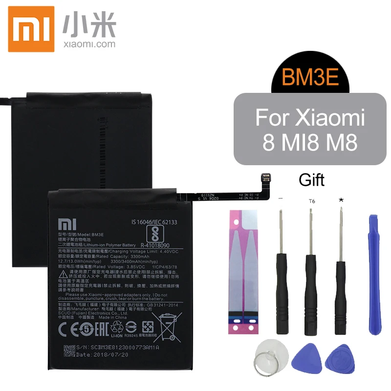 Крепление для спортивной камеры Xiao mi телефон Батарея BM3E 3300 мАч высокой Ёмкость Высокое качество для Xiaomi mi 8 M8 mi 8 оригинальная замена Батарея Розничная посылка