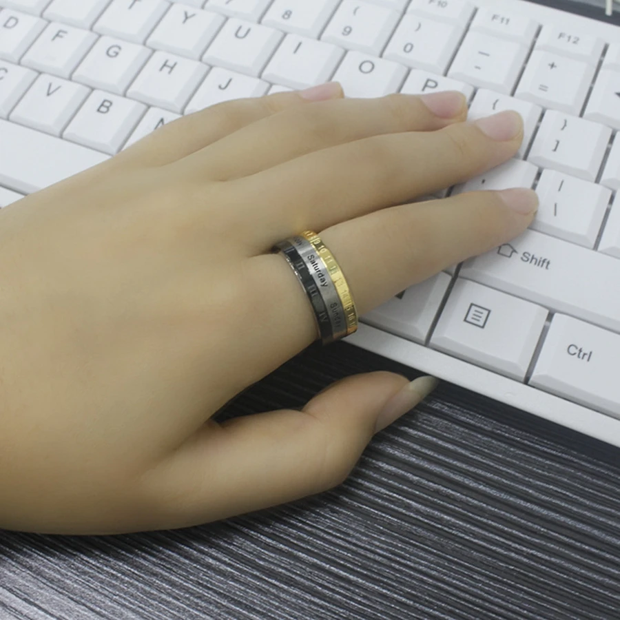 Кольцо Hemiston из титановой стали с поворотным кольцом, римское цифровое английское кольцо с датой, модное кольцо из нержавеющей стали для мужчин и женщин