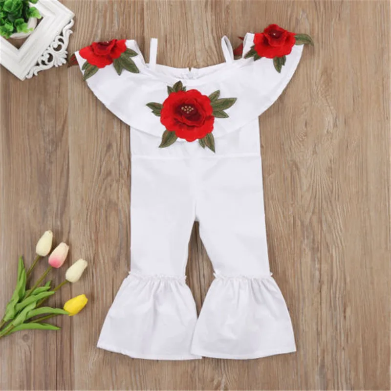 Flowers Baby Girl Romper Jumpsuit Bell Bottom Boot Cut Pants Kids
