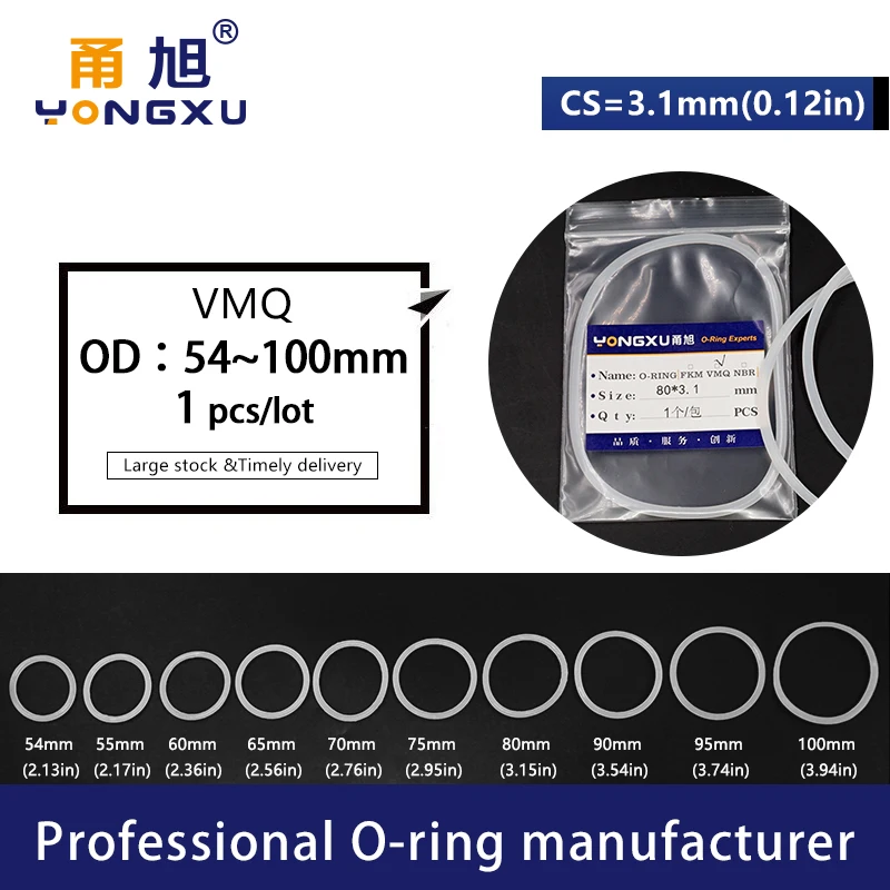 Белое Силиконовое уплотнительное кольцо силикон/VMQ 3,1 мм толщина OD54/55/60/65/70/75/80/85/90/95/100 мм уплотнительное кольцо уплотнительное резиновое уплотнительное кольцо кольца шайба