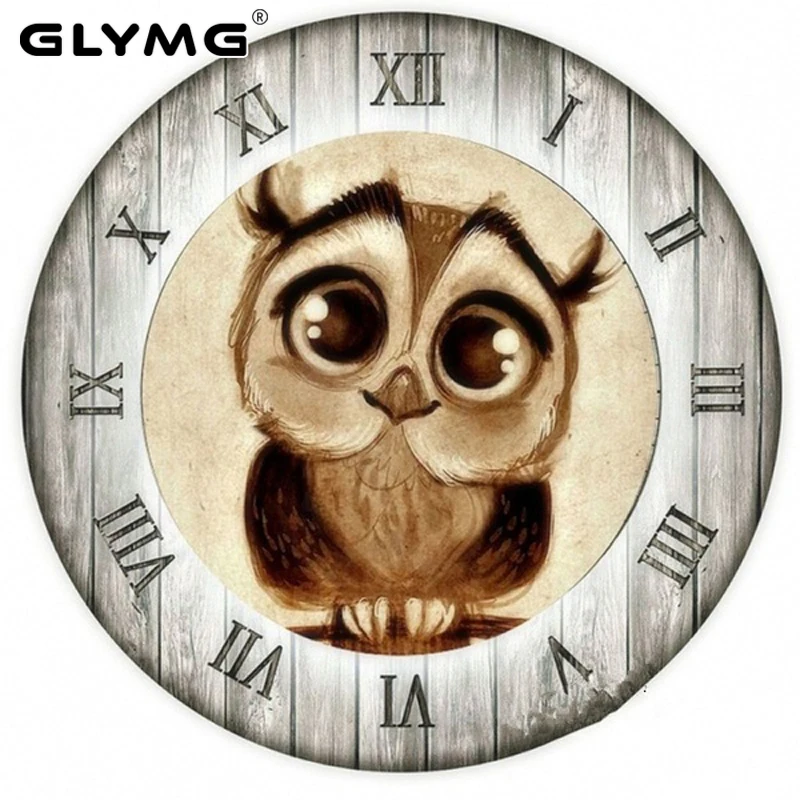 GLymg Owl Animal Diamond Embroidery Handicrafts Square Drill Diamond Painting Cross Stitch Home Clock Decoration Mosaic Picture