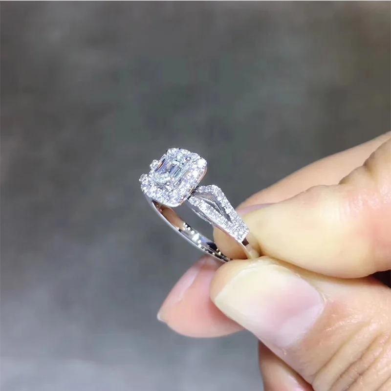 ANI 18 K Белое Золото(AU750) обручальное кольцо 0,725 CT GIA сертифицированное G/VS2 Изумрудное кольцо с натуральным бриллиантом Женское Обручальное кольцо с камнем