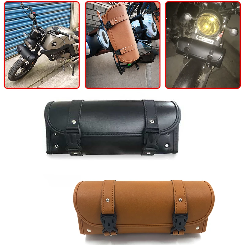 

2019 Universal Motorcycle Bags Saddlebags Round Fork Bag Pouch For Harley Softail Dyna SportsterCruiser Touring for Honda shadow