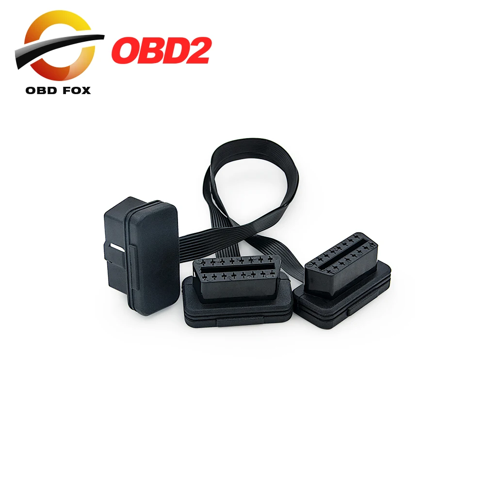 Плоский лист + тонкий как лапша OBDII OBD 2 OBD2 16 Pin ELM327 Мужской Двойной Женский Y