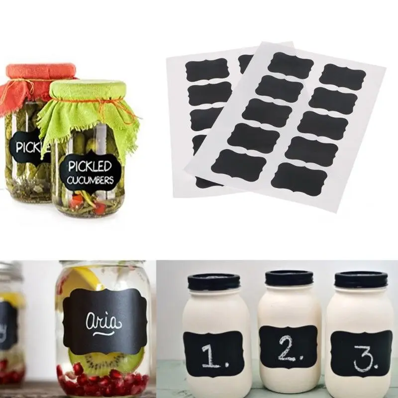 

2018 Hot Sale Wedding Home 36pcs Fancy Black Board Kitchen Jam Jar Chalkboard Label Labels Stickers. 5cm x 3.5cm Home Decor