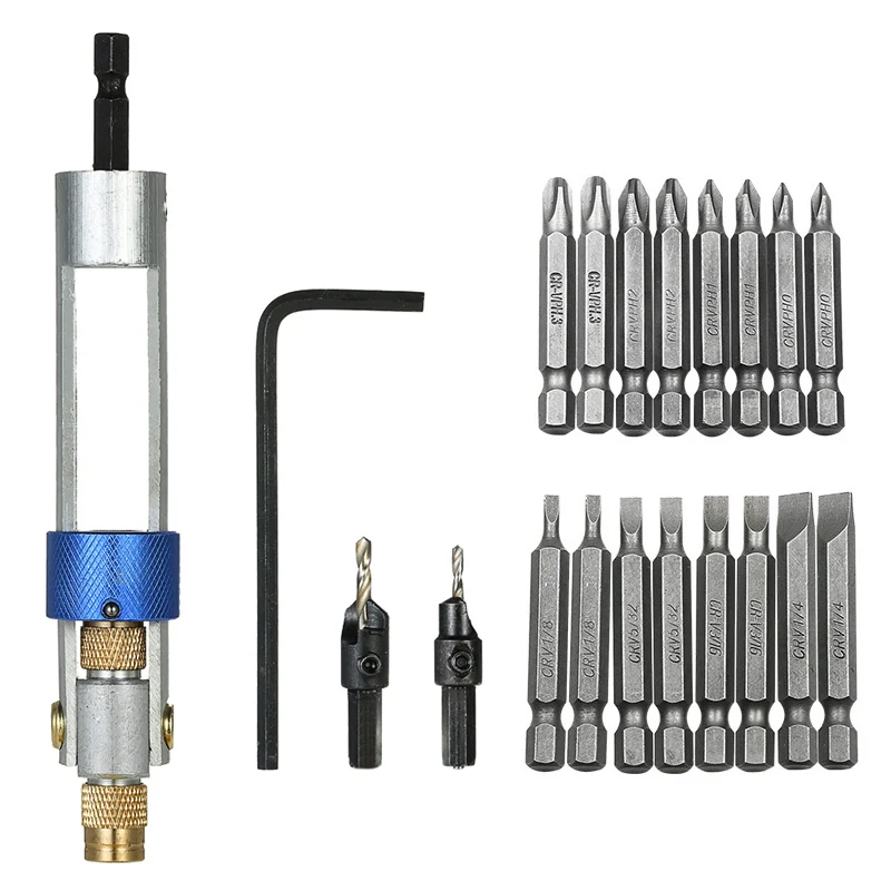 

20 Pcs Half Time Drill Driver Multi Screwdriver Repair Tools Wrench Countersink Bits Kit _WK