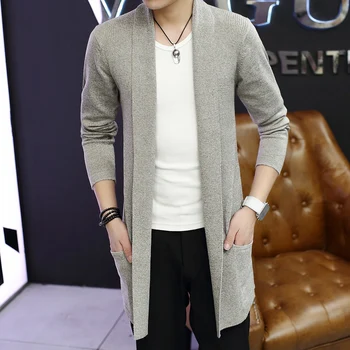 

2018 Autumn New Men's Cardigan Sweater Slim Design Style Men Long Sweater Youth Fashion Leisure Center Sweaters S-3XL