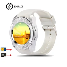 V8 Sograce Bluetooth Relógio Inteligente Homens Mulheres Passometer Relojes relogio reloj inteligente Smartwatch Para Android Telefone SIM Card TF