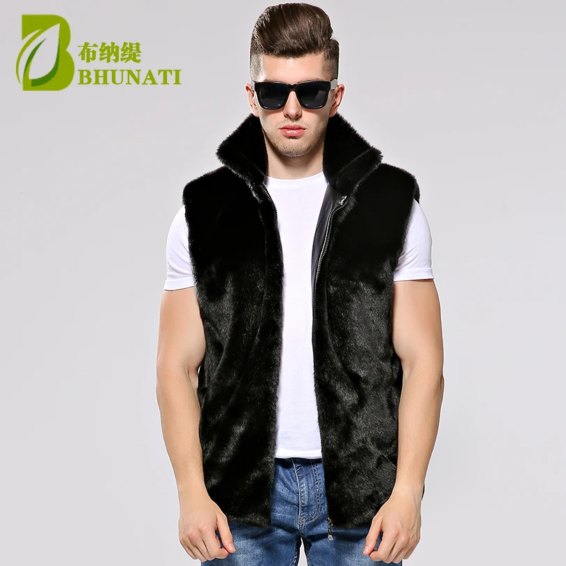 

BHUNATI 2018 Fashion faux fur Casual High Street Sleeveless Black Men's Faux Fur Vest Coat Autumn Winter Thick Mink Coat Jacket
