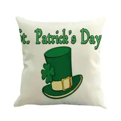 Счастливый Зеленый День Святого Патрика Клевер зеленая шляпа Бросьте Чехол для подушки хлопковый Льняной материал декоративные