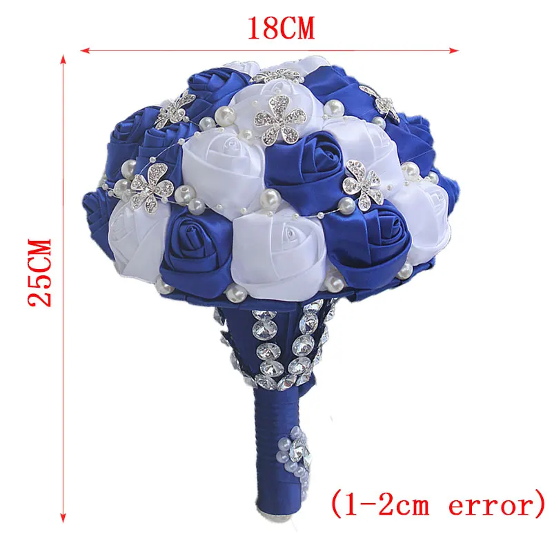 Ruyal синий кристалл бросок Свадебный букет ручной работы искусственный жемчуг бисером брошь Шелковая Роза цветок невесты свадебные букеты W224-8