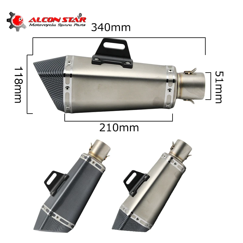 

Alconstar- Motorcycle Motorbike Akrapovic Exhaust Muffler Pipe for ATV Off Road Pit Bike Z750 Z800 MT07 MT03 NINJA CBR600RR