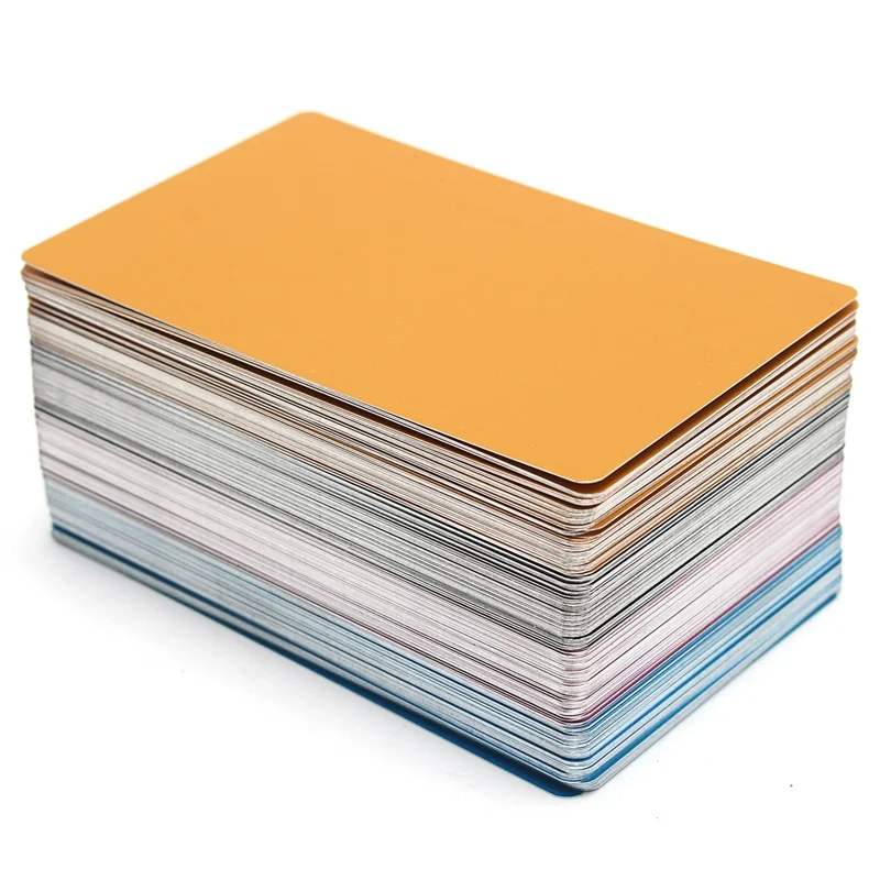 

50Pcs 85x54x0.17MM Colorful aluminum alloy Plate Laser Marking Business Card Blank Metal THIN-Style DIY Craft Supplies