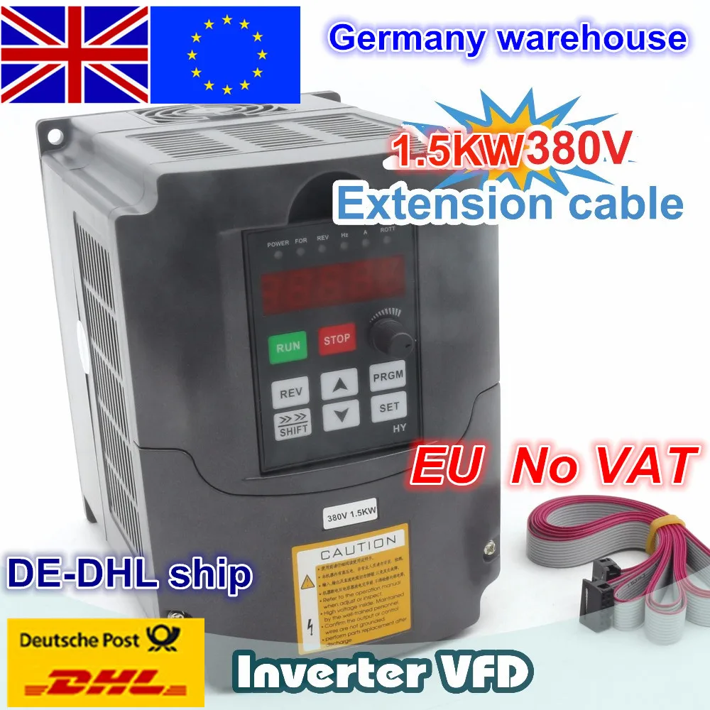 

New 1.5kw 380V Variable Frequency Drive VFD Inverter 5A Input 3 phase & Extension cable control panel box