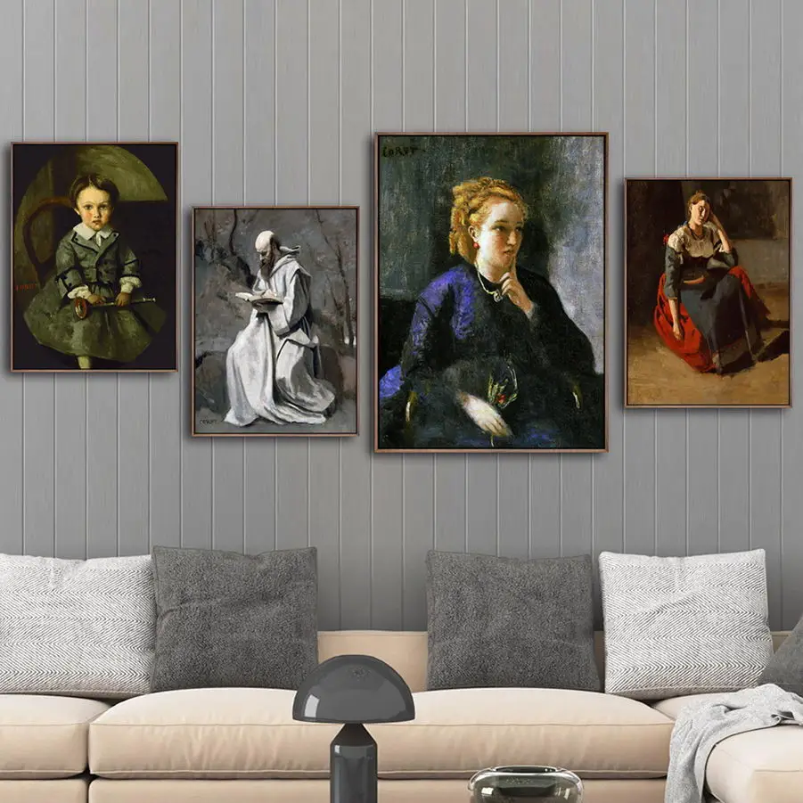 

Home Decoration Print Canvas Art Wall Pictures Poster Canvas Printings Paintings French Jean Baptiste Camille Corot Portrait 2