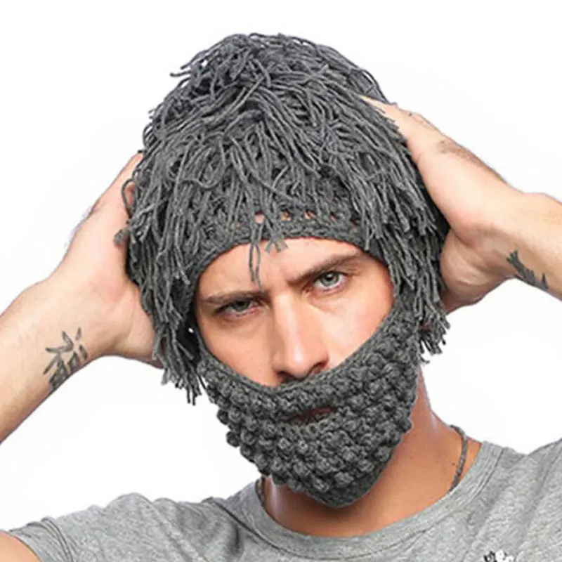 Hat Men Winter Handmade Crochet Hats Men Knitted Tassel Cap Funny