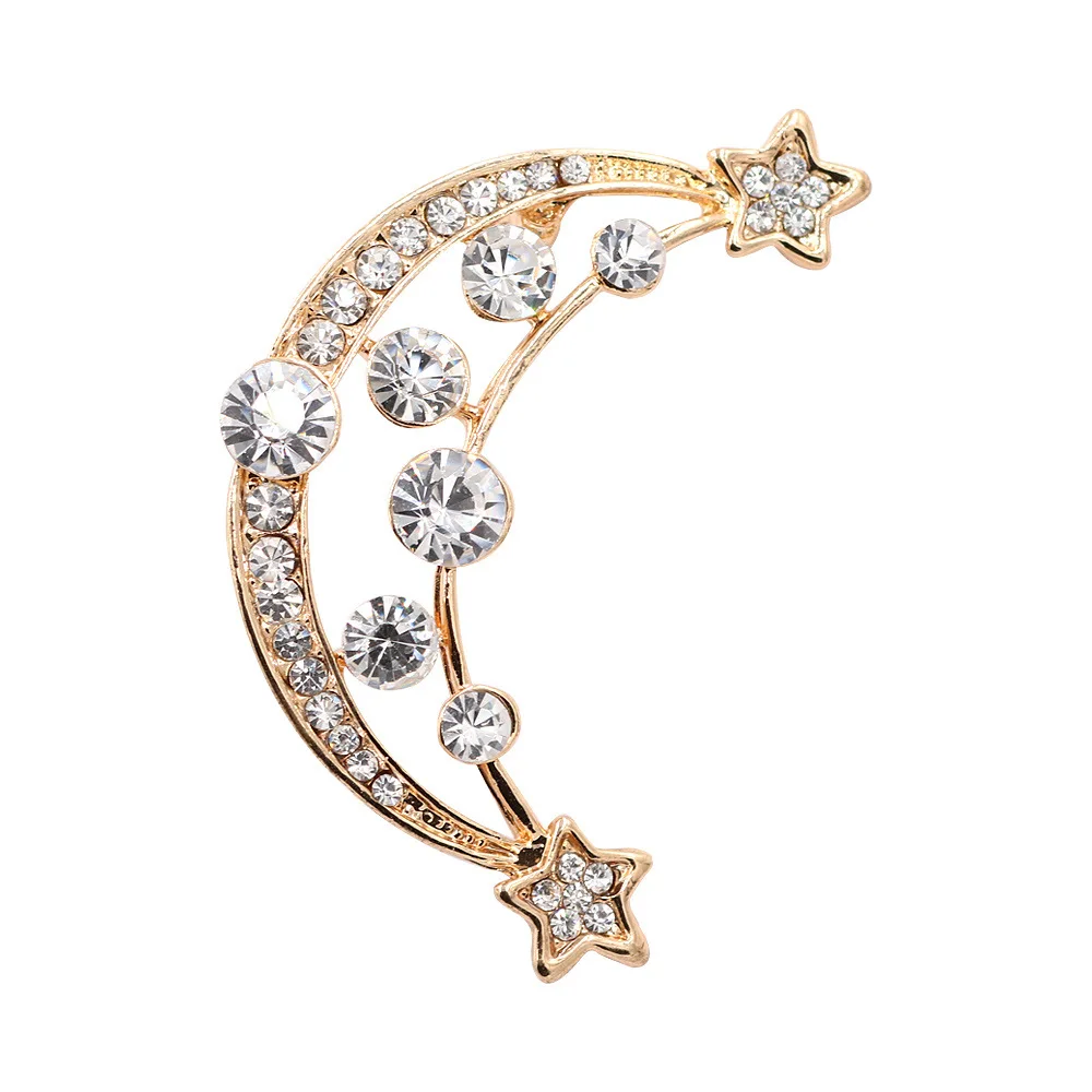 

High-end Fashion New Pearl Moon Pins and Brooches Srcaf Buckle Metal Brooch Bts Lapel Pin Corsage Kids Jewelry Women Accessories
