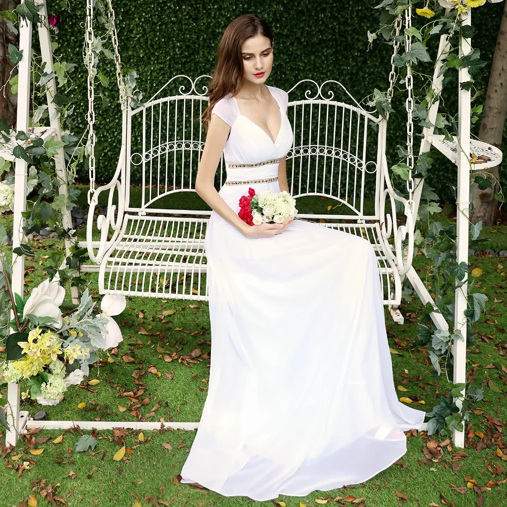 US $37.70 Ever Pretty Beach Wedding Dresses 2020 New ALine Lace Beading Chiffon Plus Size Wedding Bridal Gowns Under 50 Vestido De Noiva
