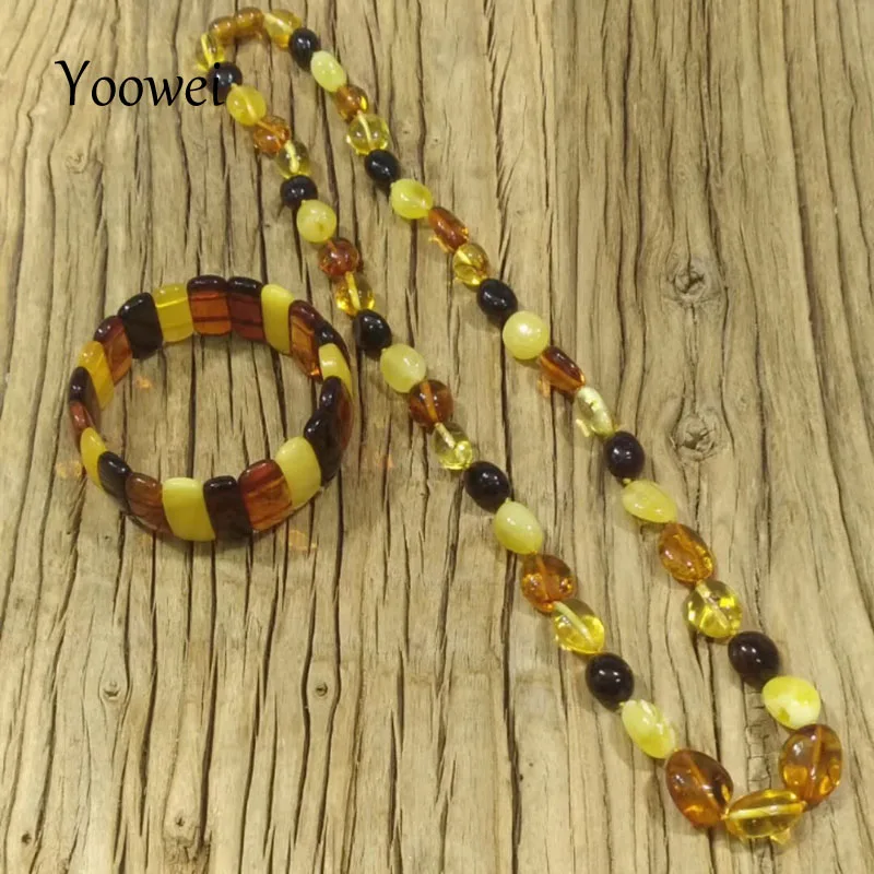 

Yoowei 48g Amber Jewelry Sets Wholesale Birthday Luxury Gift Baltic Natural Amber Jewelry Necklace Bracelet for Unisex Free DHL