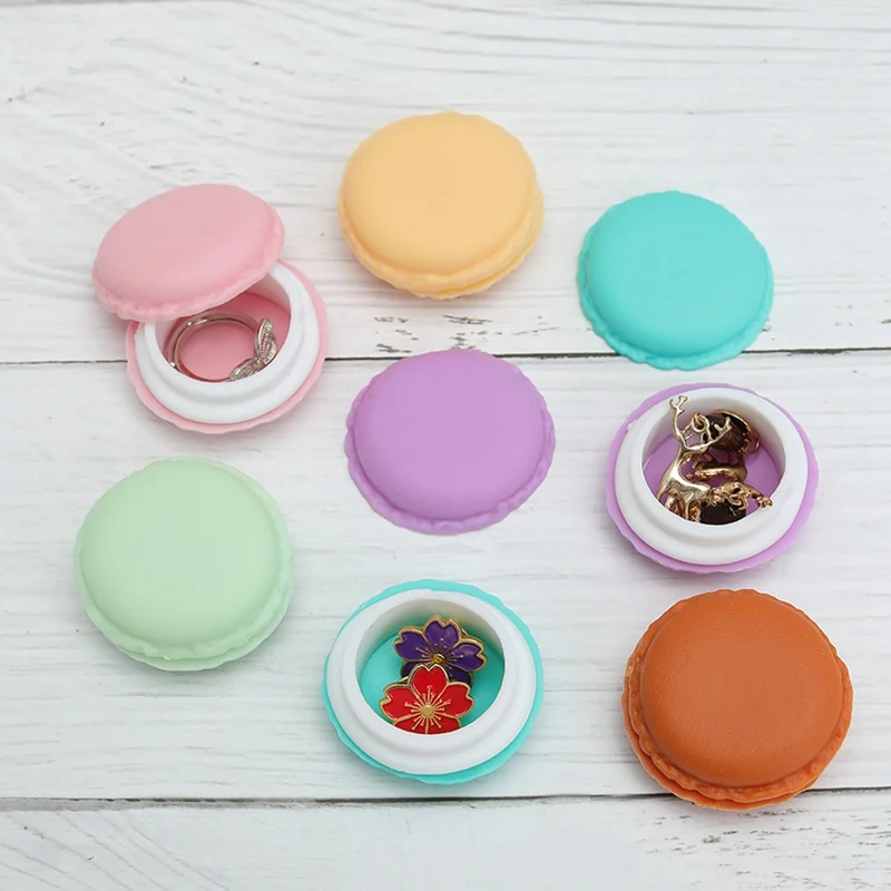 

Portable Candy Color Mini Cute Macarons Jewelry Ring Necklace Carrying Case Organizer Storage Box Freeshipping