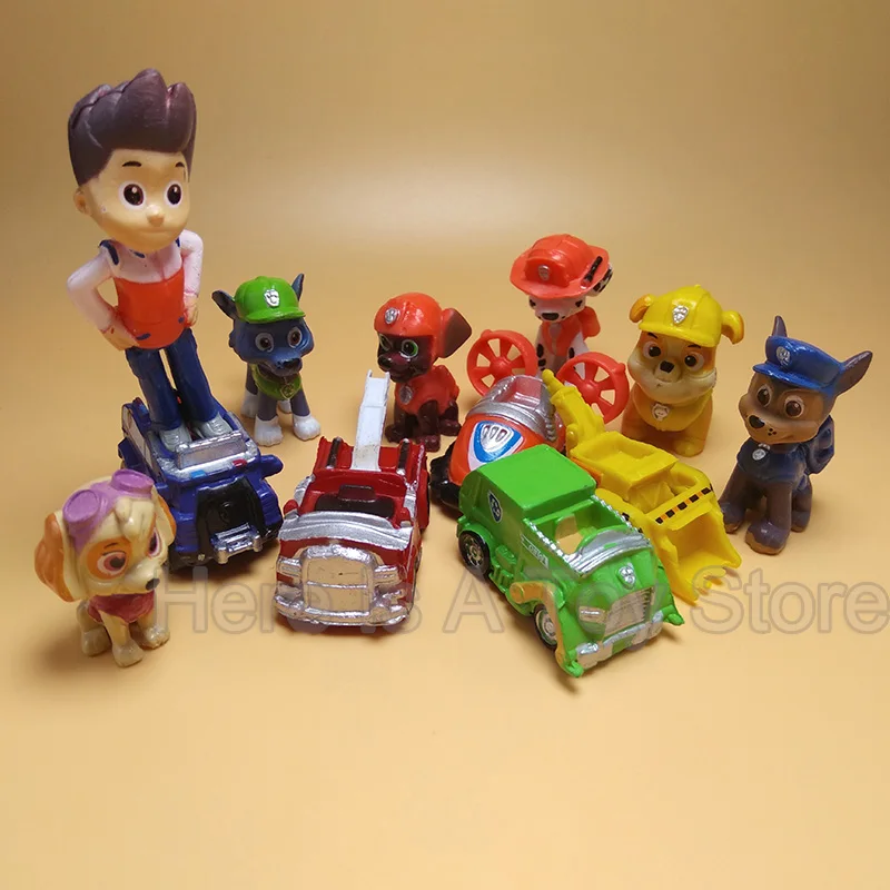 

12pcs/lot Paw Patrol Patrulla Canina Pawed Dogs Anime Action Figures Puppy Car Toy Patroling Canine Toys for Children girls gift