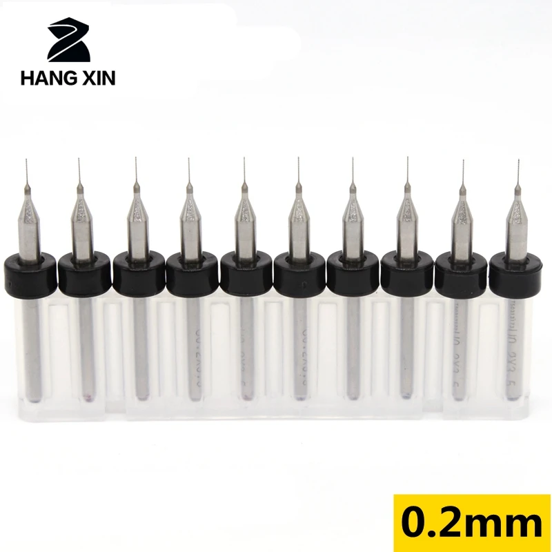 

HANGXIN Tungsten Carbide PCB Drill Kit 0.2mm 0.25mm 10PCS CNC Router Wood Drilling Metalworking Core Drill