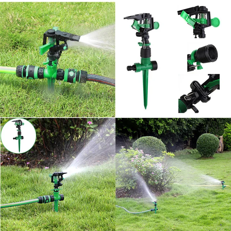 Garden Metal Spike 360 Degree adjustable rotating Water Nozzle Sprinkler Home Garden Watering Device Watering Tool Planting Tool