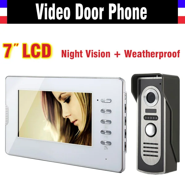 

New 7 Inch Lcd Video Intercom Door Phone Doorbell System Video Doorphone Intercom Kit Infrared night vision waterproof camera