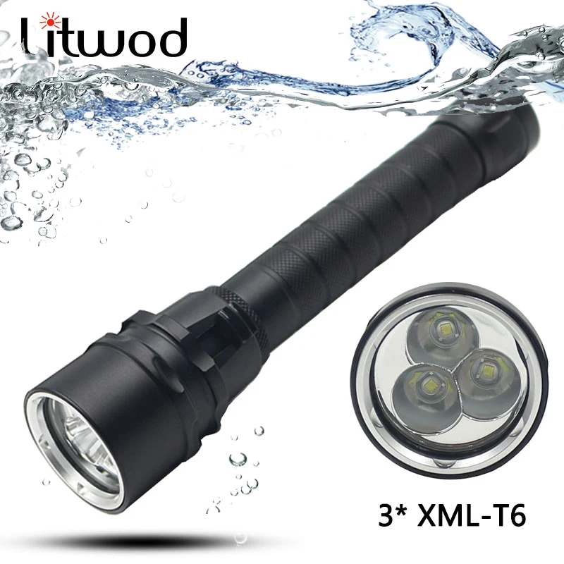 

Z20 3* XM-L T6 12000LM LED Diving Flashlight Swimming torch Waterproof Diving light Underwater 120M Diving special flash light