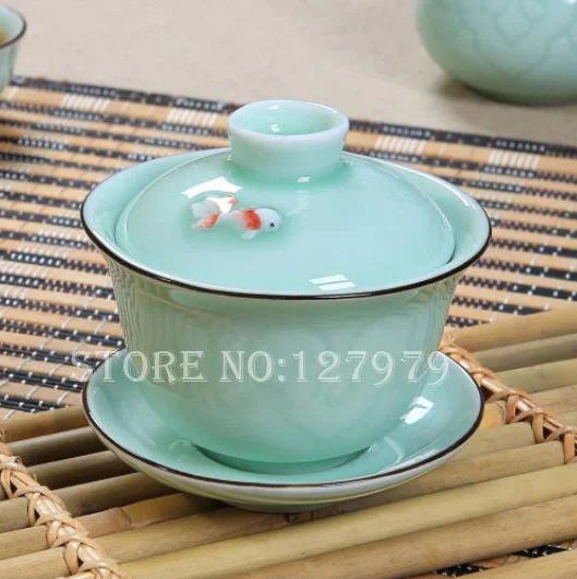 Керамическая чаша чайный набор кунг-фу голубой и белый фарфор чайная чашка цвета селадона Карп чайная чашка 2 цвета на выбор