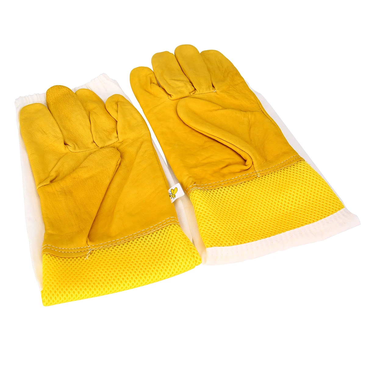 1 Pair Beekeeping Gloves Size XL Goatskin Bee Keeping with Vented Beekeeper Long Sleeves Mesh Fabric Sleeve Anti-bee Gloves