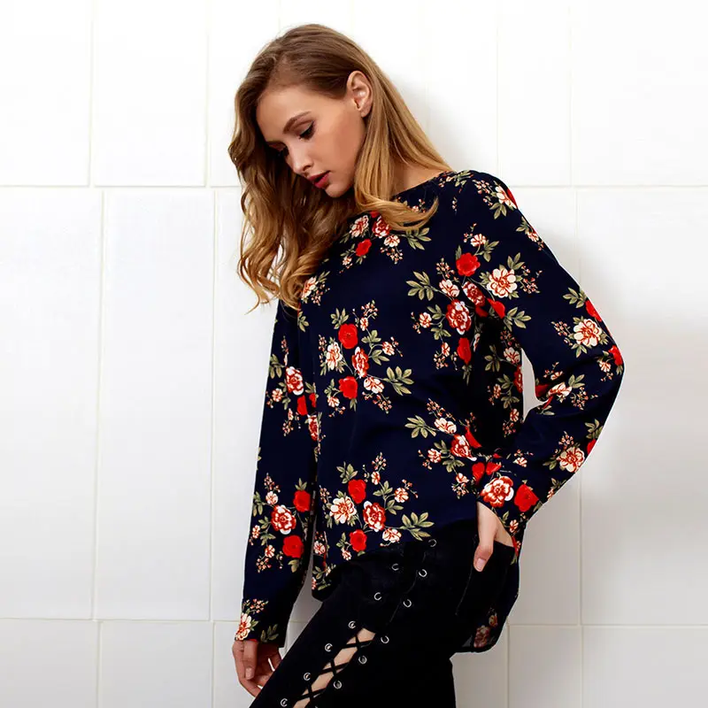 Back Zipper Shirts Women 2018 Loose White Top Femme Ladies Clothes Casual Floral Print Long Sleeve Elegant Blouse Vetements (7)