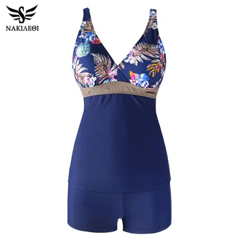 

NAKIAEOI 2019 New Bikini Swimwear Women Vintage Floral Swim Suits Push Up Two Pieces Tankinis Swim Wear Beach Wear Bathing Suits