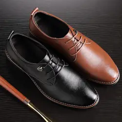 Бизнес Повседневная Кожаная мужская обувь мужская одежда кожаные туфли дышать Формальные Бизнес вечерние туфли
