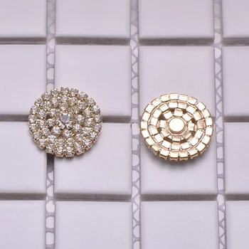 

(M0408) 24mm rhinestone embellishment ,flat back, light gold plating, round shape, all clear crystals
