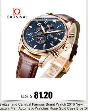 Carnival Watches Automatic Mechanical Watch Gold-Plated and Stainless Steel Two-Tone Male Watch Sports Dive Watches Four colors