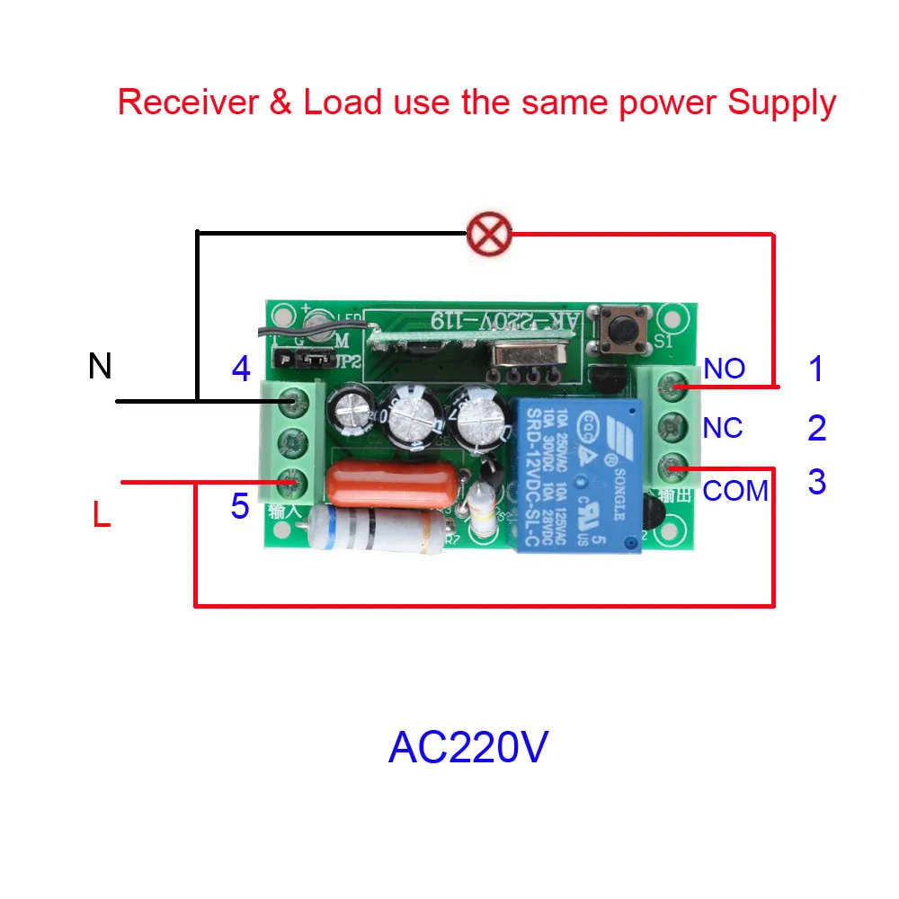 Ac 220v 10a 1 Channel Wireless Relay Remote Control Switch Rf Ac 220v 10a 1 Channel Wireless Relay Remote Control Switch Rf Receiver Transmitter 315 433 Led Light Lamp On Off Push In Switches From Lights