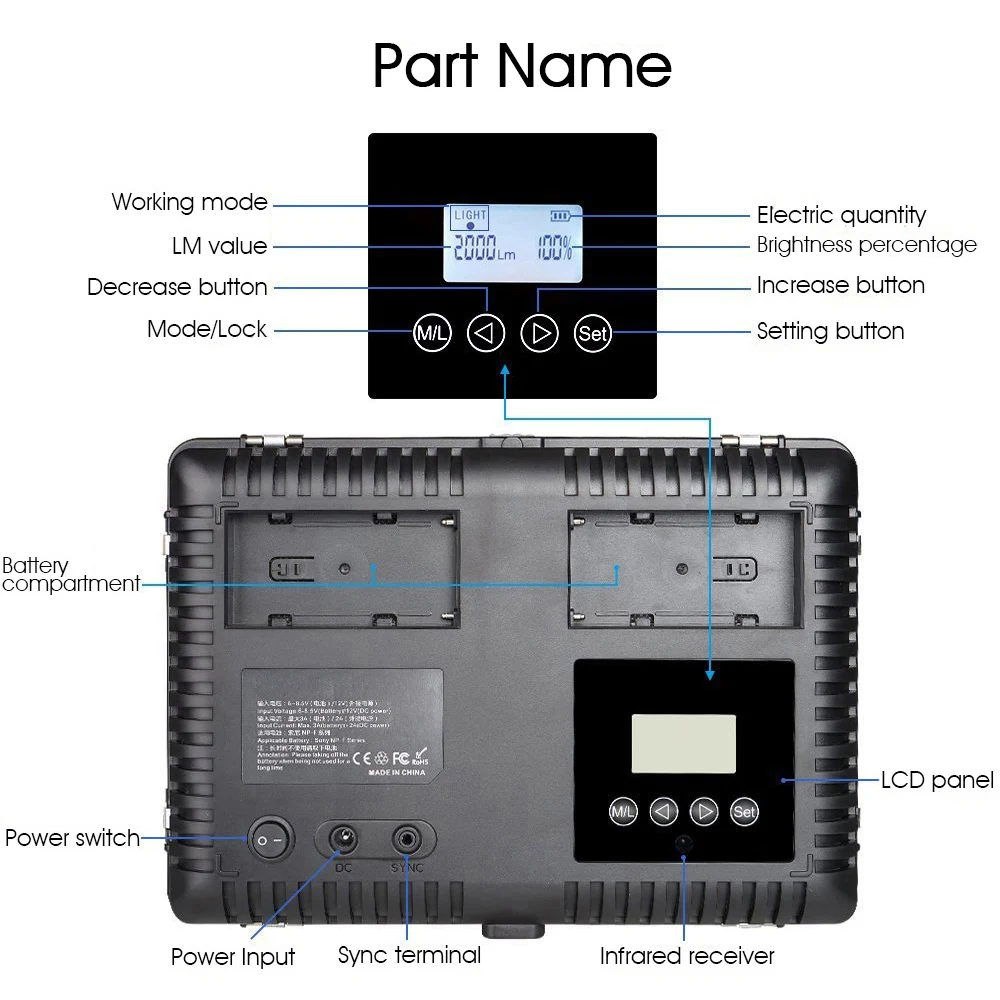  spash TL-600S 2 in 1 Kit Portable LED Video Light Photo Lamp 25W 5500K Photographic Lighting with T - 33053157117