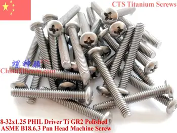 

Titanium screws 8-32x1.25 Pan Head 2# Phillips Driver Ti GR2 Polished 50 pcs
