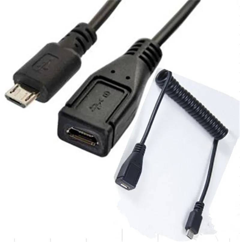 

5Ft Coiled Micro USB B Male Female M/F Extension Charging Spiral Cable Cord