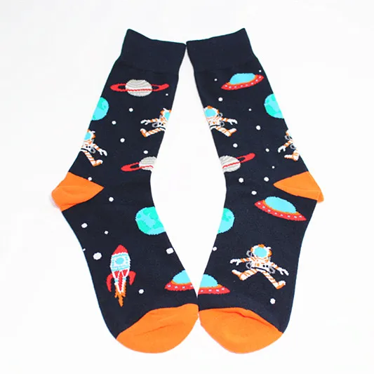Новые оригинальные красочные Для Мужчин's чесаный хлопок повседневное платье, носки с изображением космонавта панда утка рисунок забавное нижнее белье катания на скейтборде для подарков - Цвет: JS403