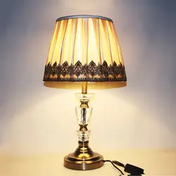 Современный классический тканевый Хрустальный Настольный светильник винтажный E27 светодиодный 220 V креативная настольная лампа для чтения