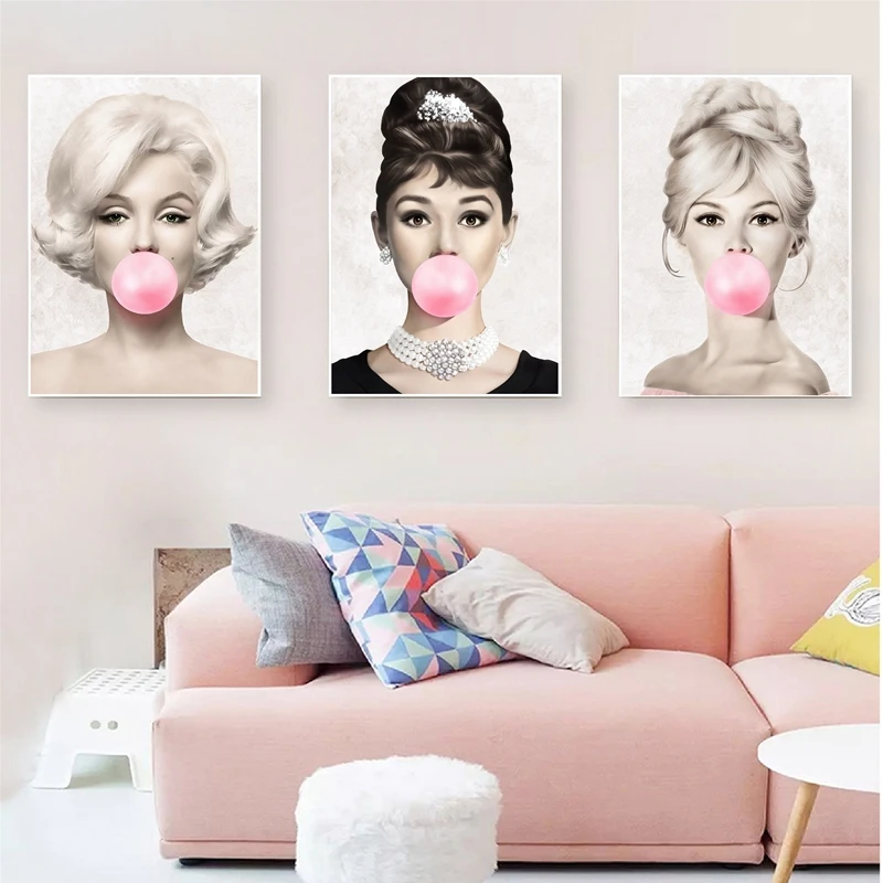 Marilyn Monroe Bubble Gum Print Living Room Decor