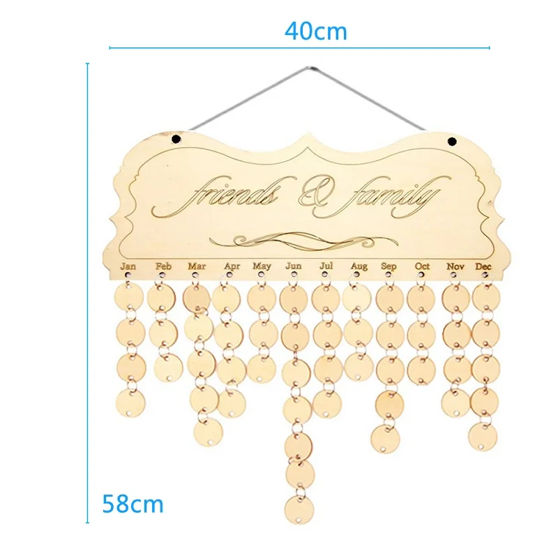 VODOOL DIY деревянный календарь на день рождения друзья и семья Печатный настенный календарь знак особенные даты Планерная доска подвесной Декор подарки